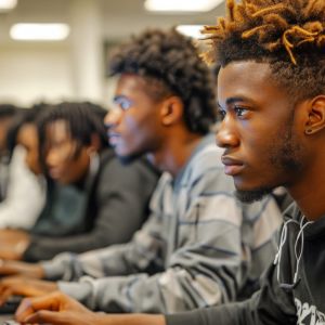 Group of People Sitting in Front of Computer Monitors (Demo)